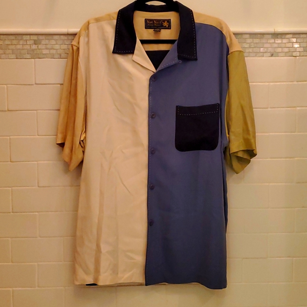 Nat Nast 100% silk vintage bowling shirt